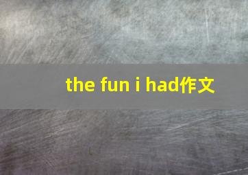 the fun i had作文